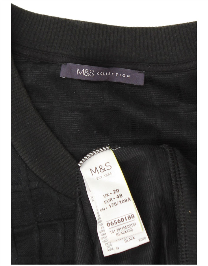 Giacca da ginnastica da donna Marks & Spencer UK 20 2XL Poliestere nero a quadri