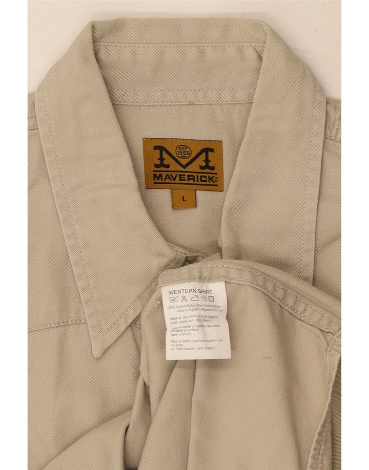 MAVERICK Camicia western da uomo grande in cotone beige