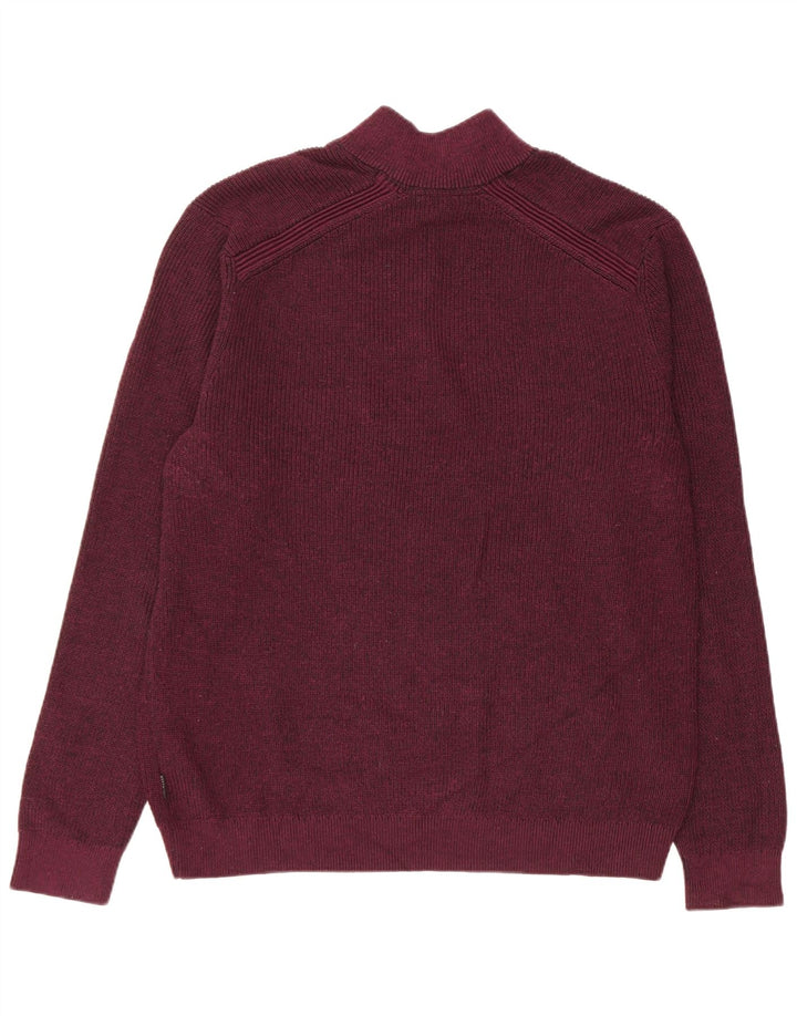 Maglione da uomo con collo con zip Ted Baker taglia 6 2XL poliestere bordeaux