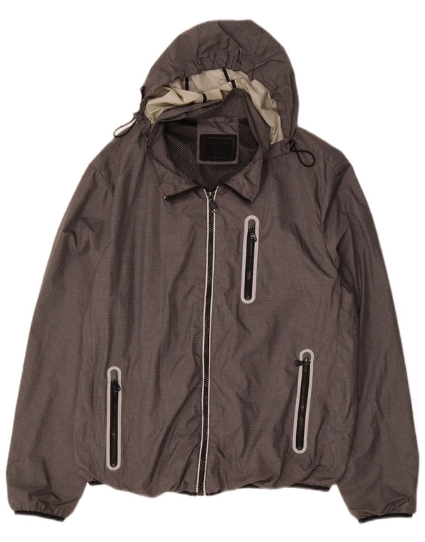 Giacca antipioggia con cappuccio grafico da uomo Calvin Klein UK 40 grande poliestere grigio