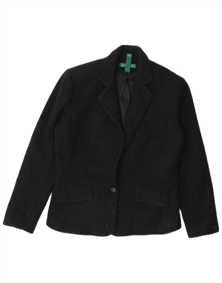Giacca blazer da donna con maniche a 3/4 bottoni e 1 bottone Ralph Lauren US 6 media nera