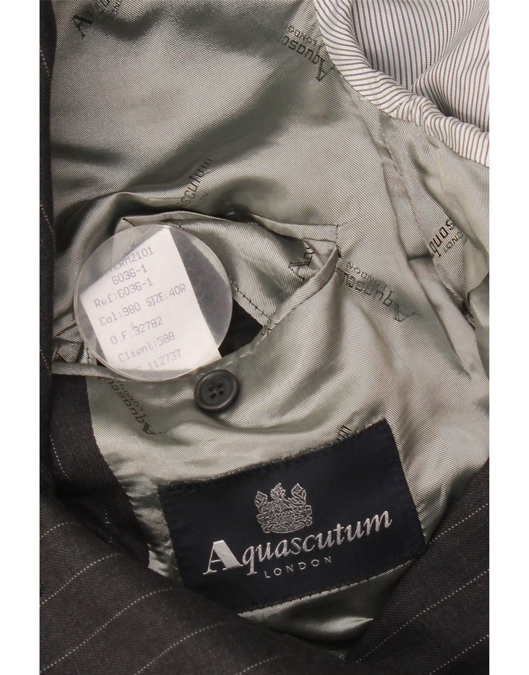 Giacca blazer da uomo a 3 bottoni Aquascutum UK 40 grande lana gessata grigia