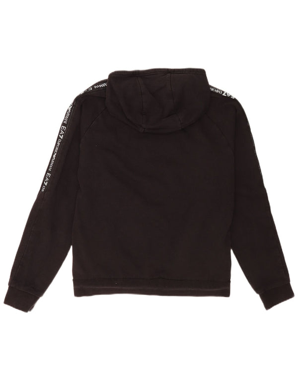 Maglione con cappuccio grafico da uomo Emporio Armani piccolo in cotone nero