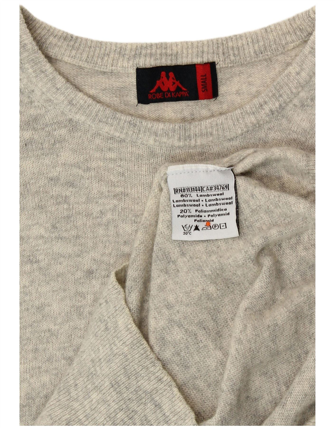 KAPPA Maglione da uomo con scollo a barca Maglione piccolo in lana d'agnello screziata grigia