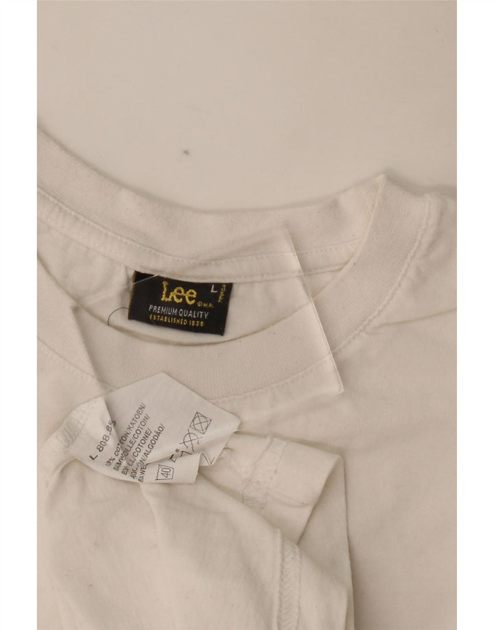 T-shirt grafica da donna LEE Top UK 16 grande cotone bianco