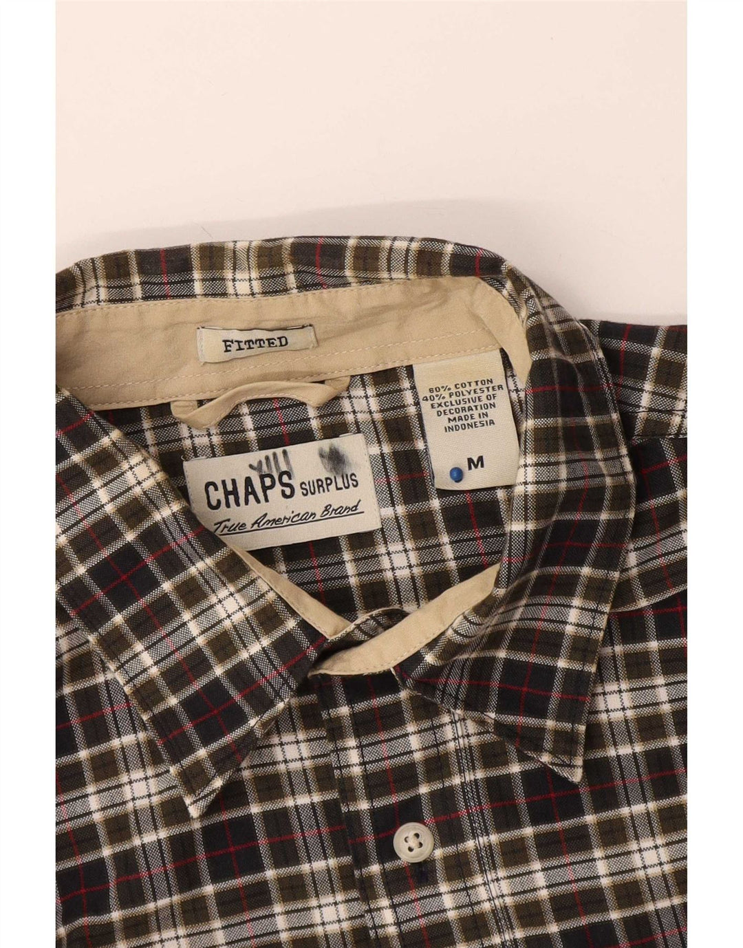 Camicia aderente da uomo Chaps in cotone a quadri multicolore medio