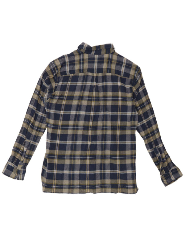 EDDIE BAUER Camicia da uomo in flanella dalla vestibilità classica, cotone medio a quadri blu navy