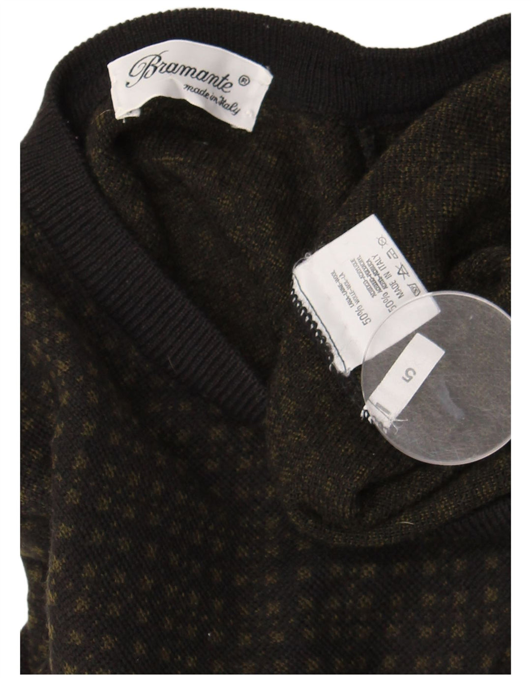 Maglione da uomo con scollo a V Bramante grande lana geometrica grigia