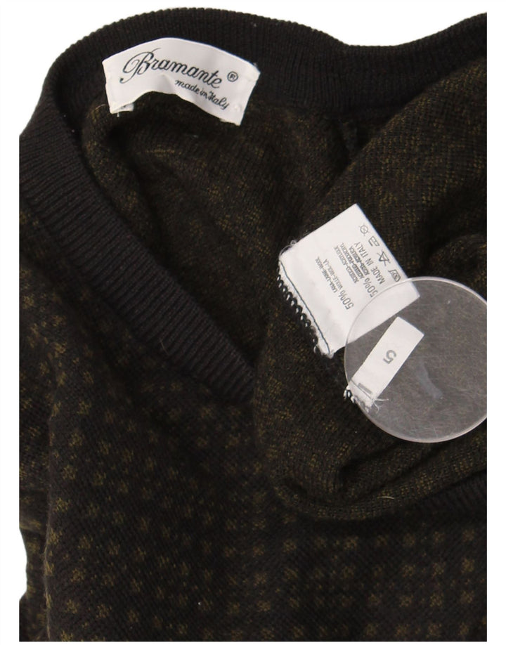 Maglione da uomo con scollo a V Bramante grande lana geometrica grigia