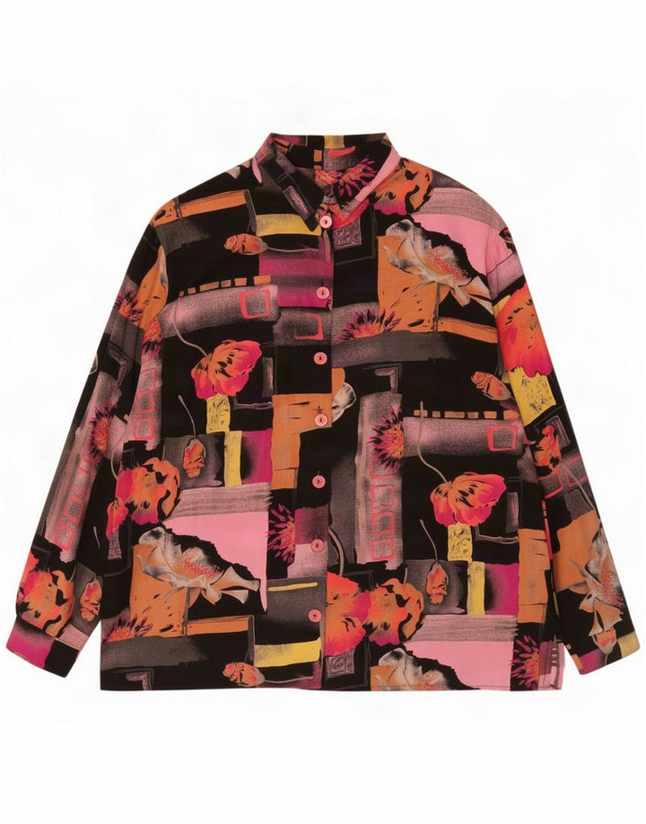 Camicia camicia vintage da donna UK 18 XL Patchwork multicolore