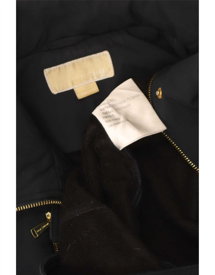 Trench con cappuccio da donna Michael Kors UK 14 poliestere medio blu navy