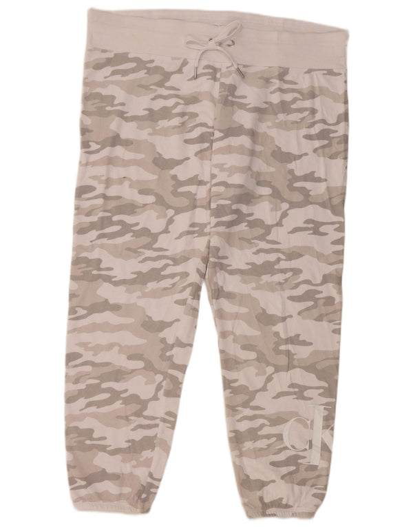 Calvin Klein Mens Tracksuit Trousers Joggers 2XL Grey Camouflage Cotton