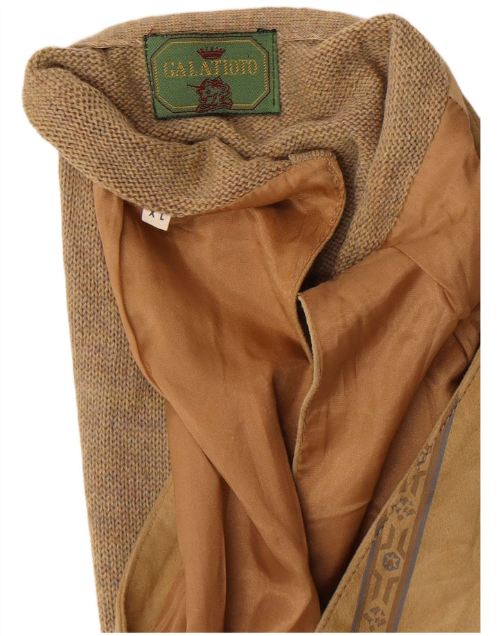 Gilet vintage da uomo XL in lana a righe beige