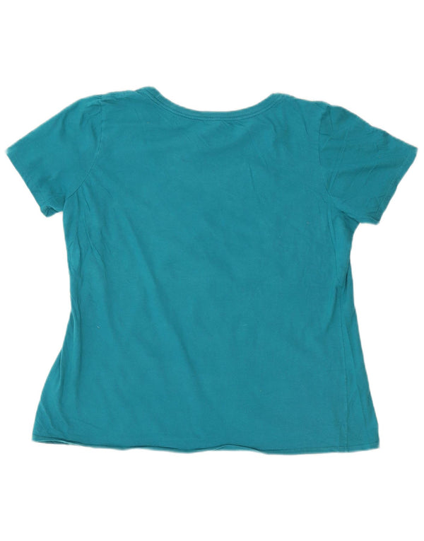 NIKE T-shirt grafica da donna con taglio atletico Top UK 16 Large Blu Cotone