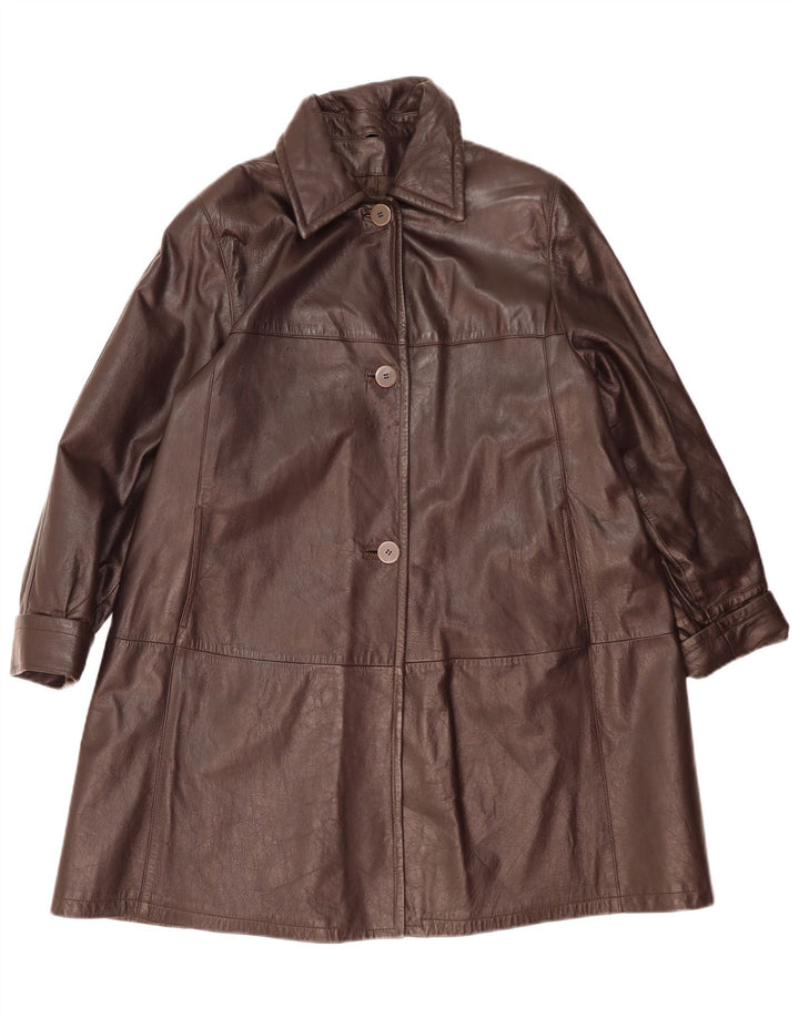 Cappotto in pelle da donna vintage IT 44 in pelle marrone medio