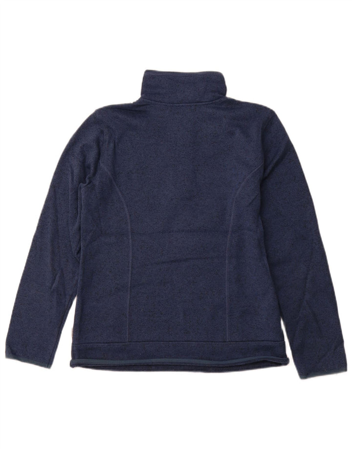 EDDIE BAUER Felpa con collo con zip da donna Maglione UK 10 Piccolo blu screziato