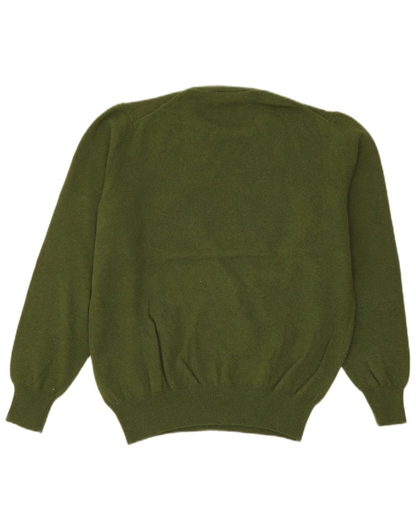 Maglione maglione girocollo da uomo Fred Perry in lana verde medio