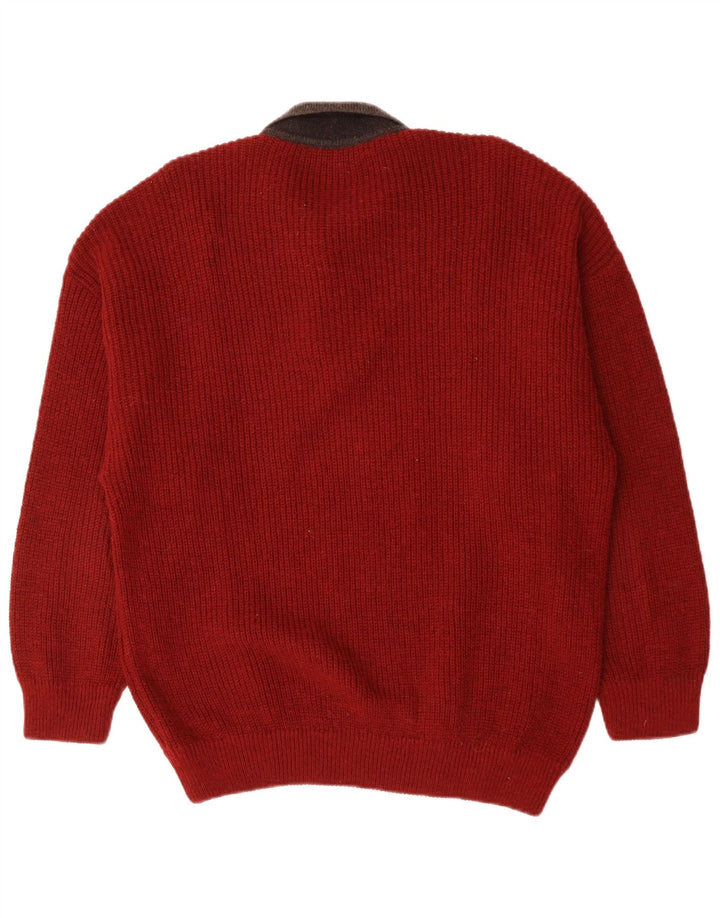 Maglione da uomo con collo alto VINTAGE grande rosso geometrico