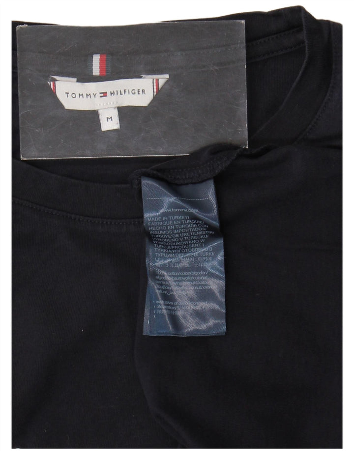 TOMMY HILFIGER T-shirt grafica da donna Top UK 12 cotone blu navy medio