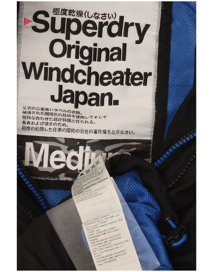 Giacca antipioggia da donna con cappuccio Superdry Windcheater UK 14 nylon nero medio
