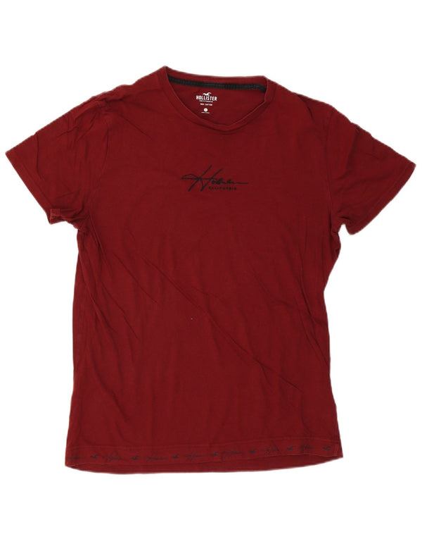 T-shirt grafica da uomo Hollister Top Large in cotone bordeaux