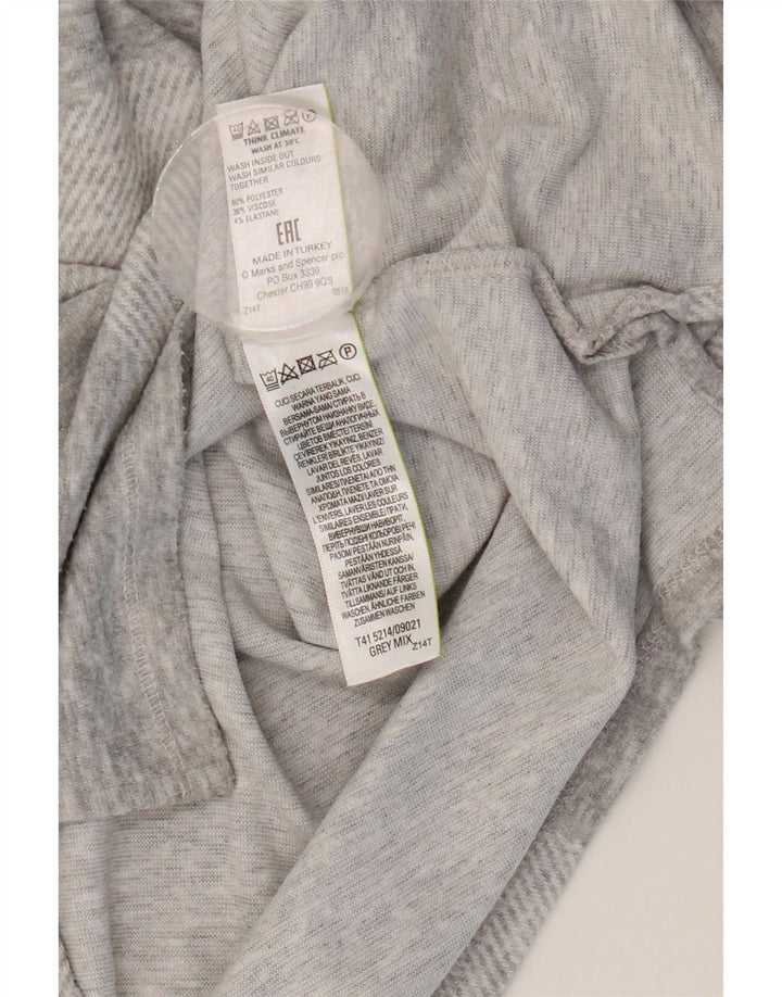 Marks & Spencer Top da donna manica 3/4 UK 8 piccolo poliestere geometrico grigio