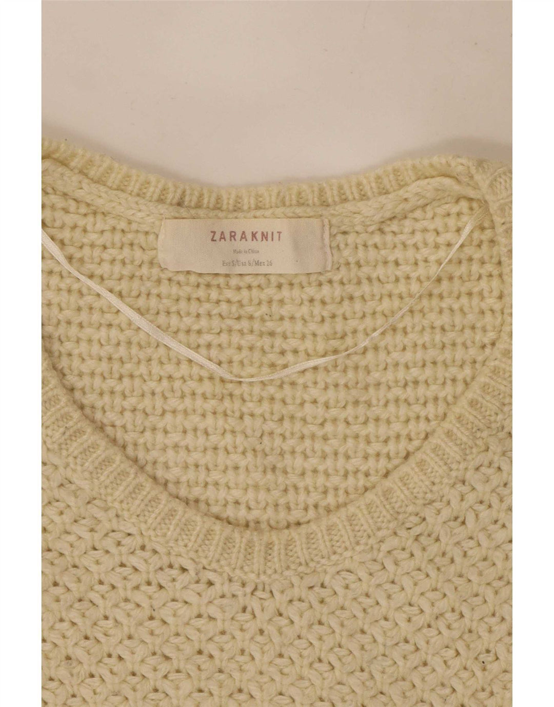 Maglione oversize con scollo a V da donna Zara UK 10 piccolo bianco sporco