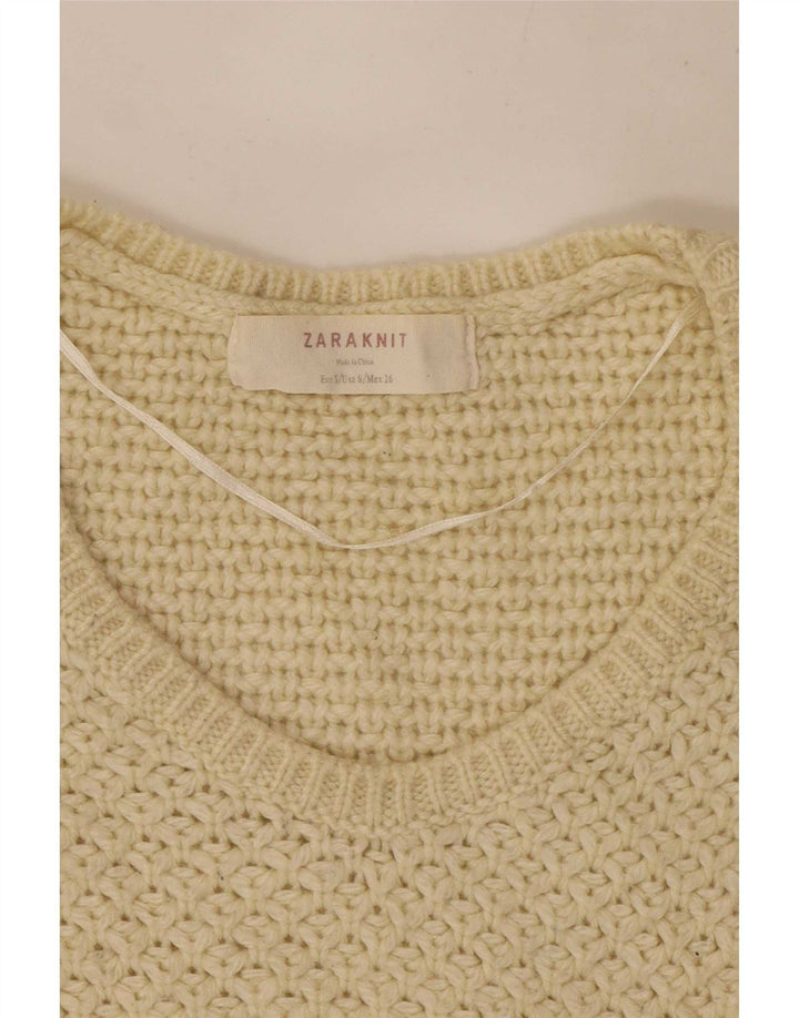 Maglione oversize con scollo a V da donna Zara UK 10 piccolo bianco sporco