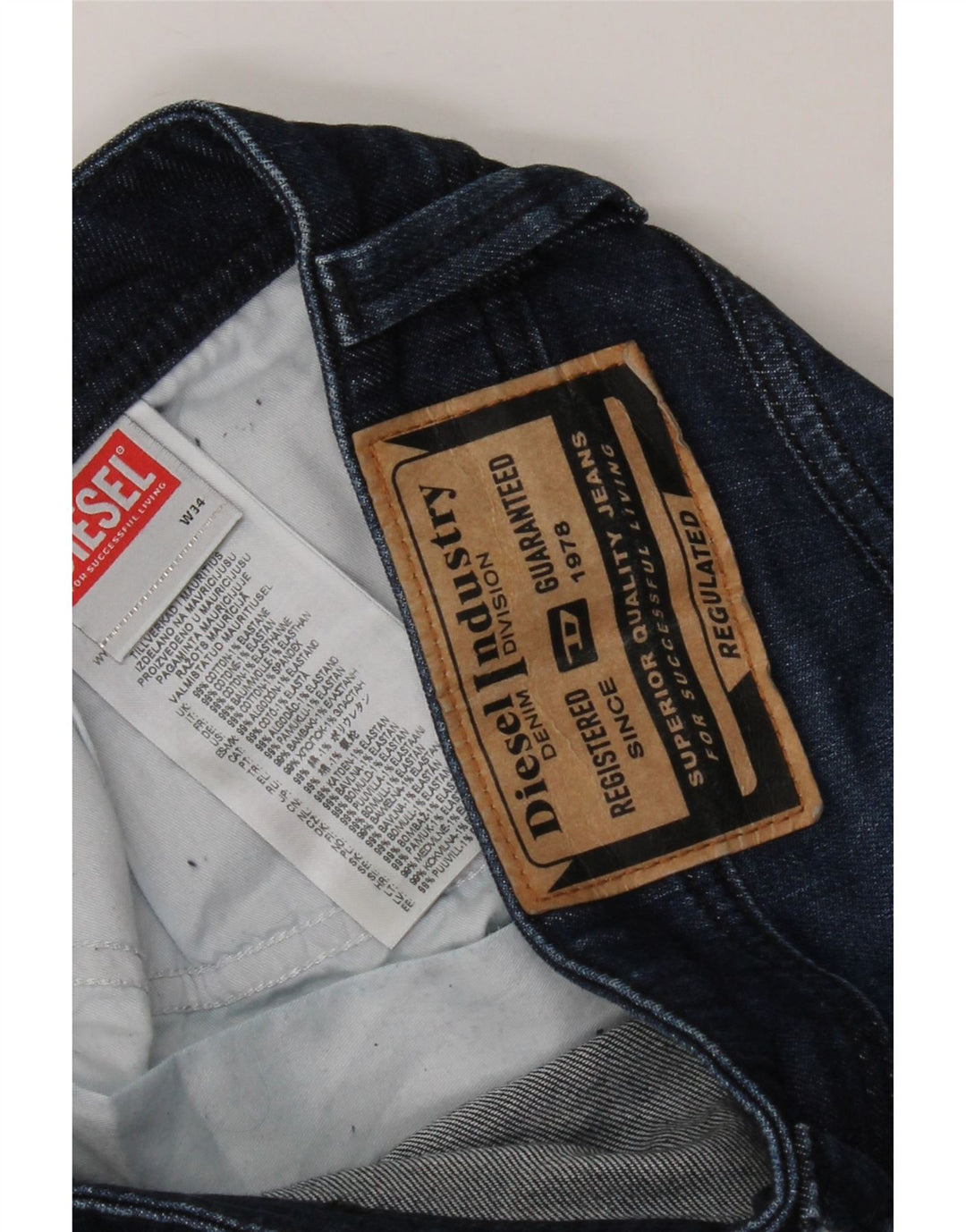 Jeans dritti da uomo DIESEL W34 L32 in cotone blu