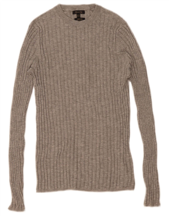 Maglione maglione girocollo da donna Massimo Dutti UK 12 Lana grigio medio