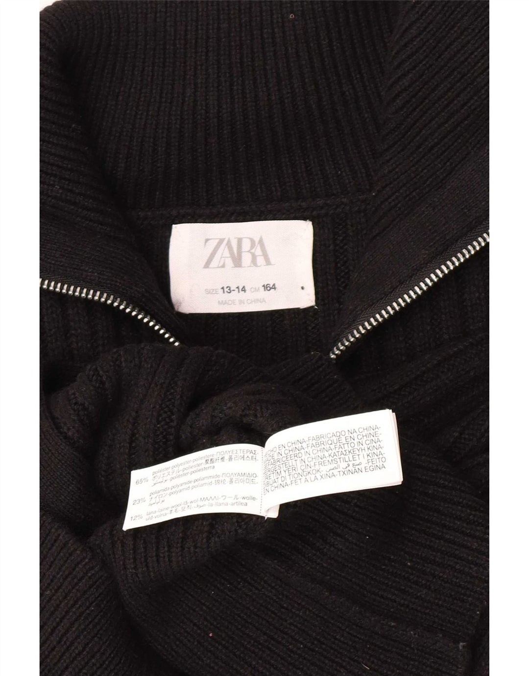 Maglione cardigan corto per ragazze Zara 13-14 anni poliestere nero