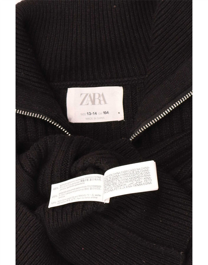 Maglione cardigan corto per ragazze Zara 13-14 anni poliestere nero