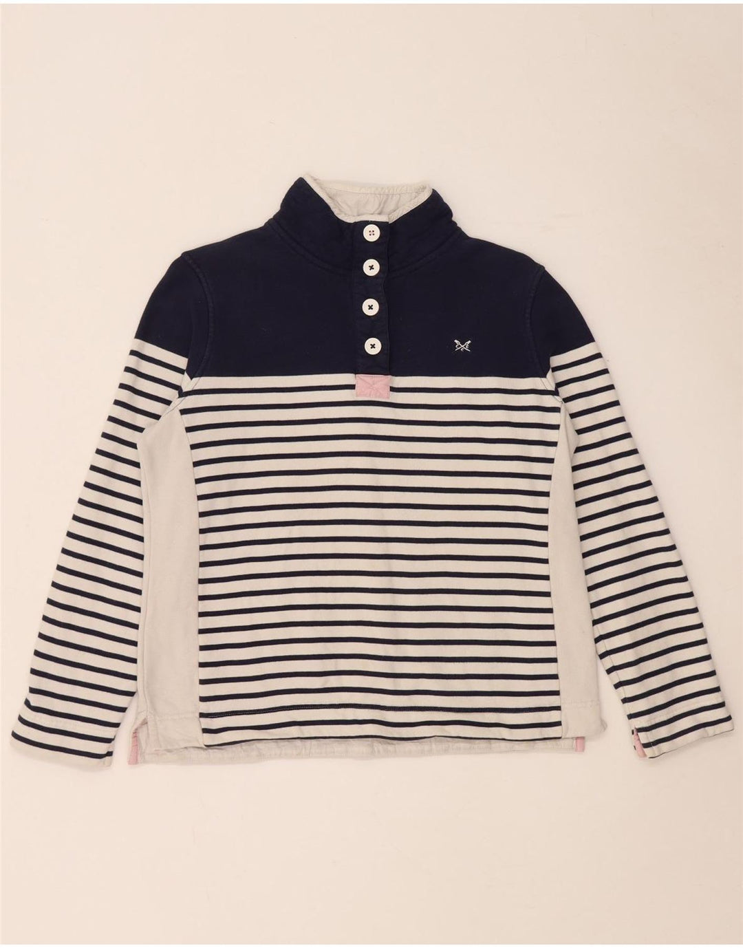Crew Clothing Felpa da donna Maglione UK 12 Medium Navy Blue Striped