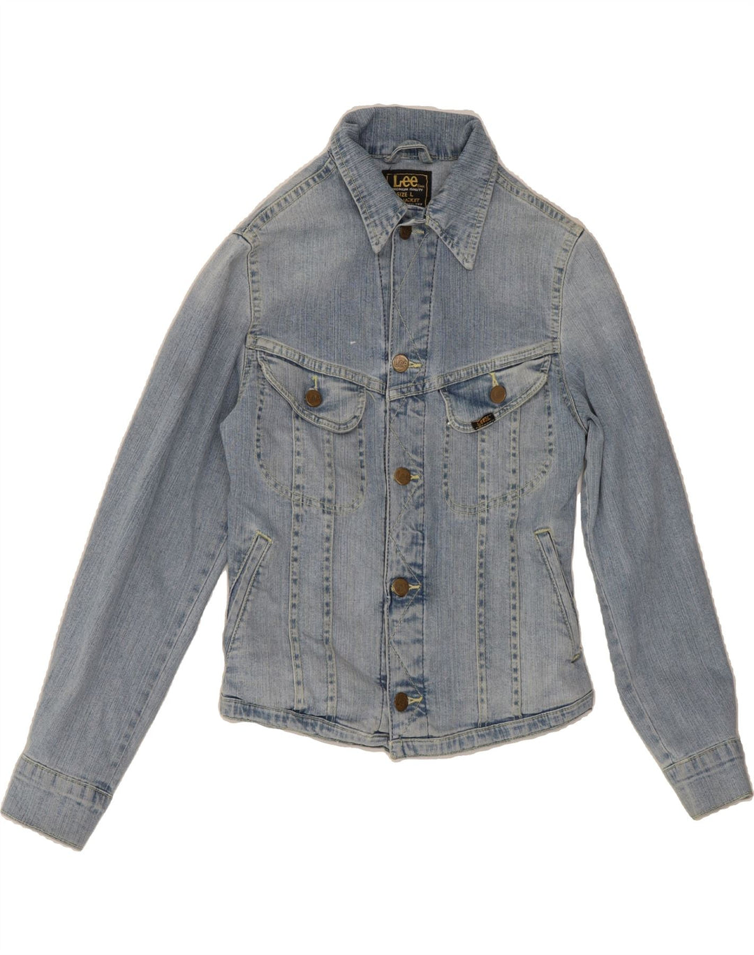 LEE Girls Graphic Denim Jacket 9-10 Years Large Blue Vintage Lee and Second-Hand Lee from Messina Hembry 