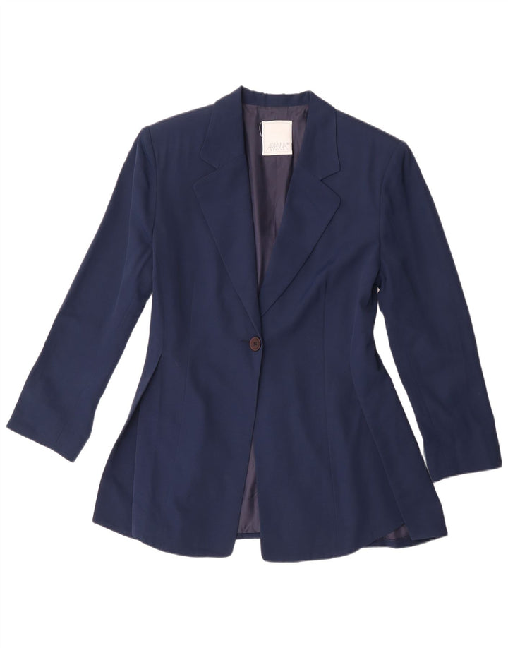 Giacca blazer vintage da donna a 1 bottone IT 44 acetato medio blu navy
