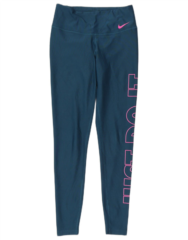 Leggings grafici Nike da donna Dri Fit UK 6 XS blu poliestere