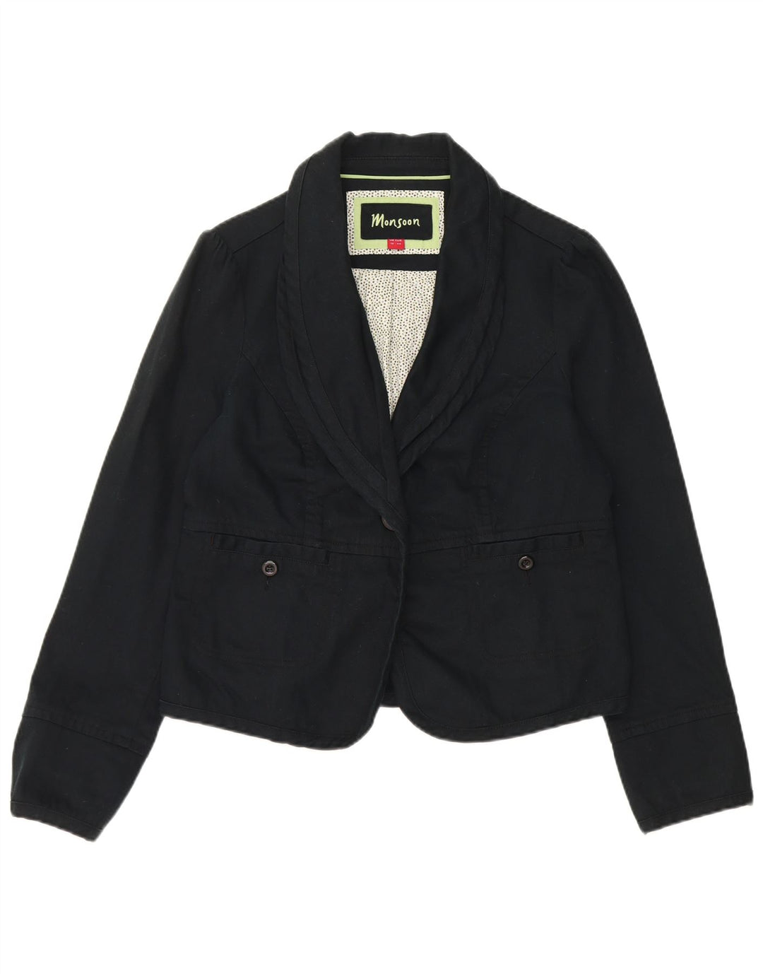 Giacca blazer da donna a 1 bottone Monsoon UK 16 grande cotone blu navy
