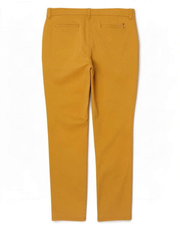 Pantaloni chino elasticizzati da donna Tommy Hilfiger US 12 Large W34 L31 Giallo