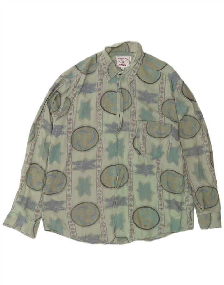 Camicia Azzurra Uomo Large Verde Geometrica