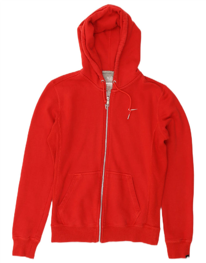 Maglione con cappuccio e zip da donna NIKE UK 12 cotone rosso medio
