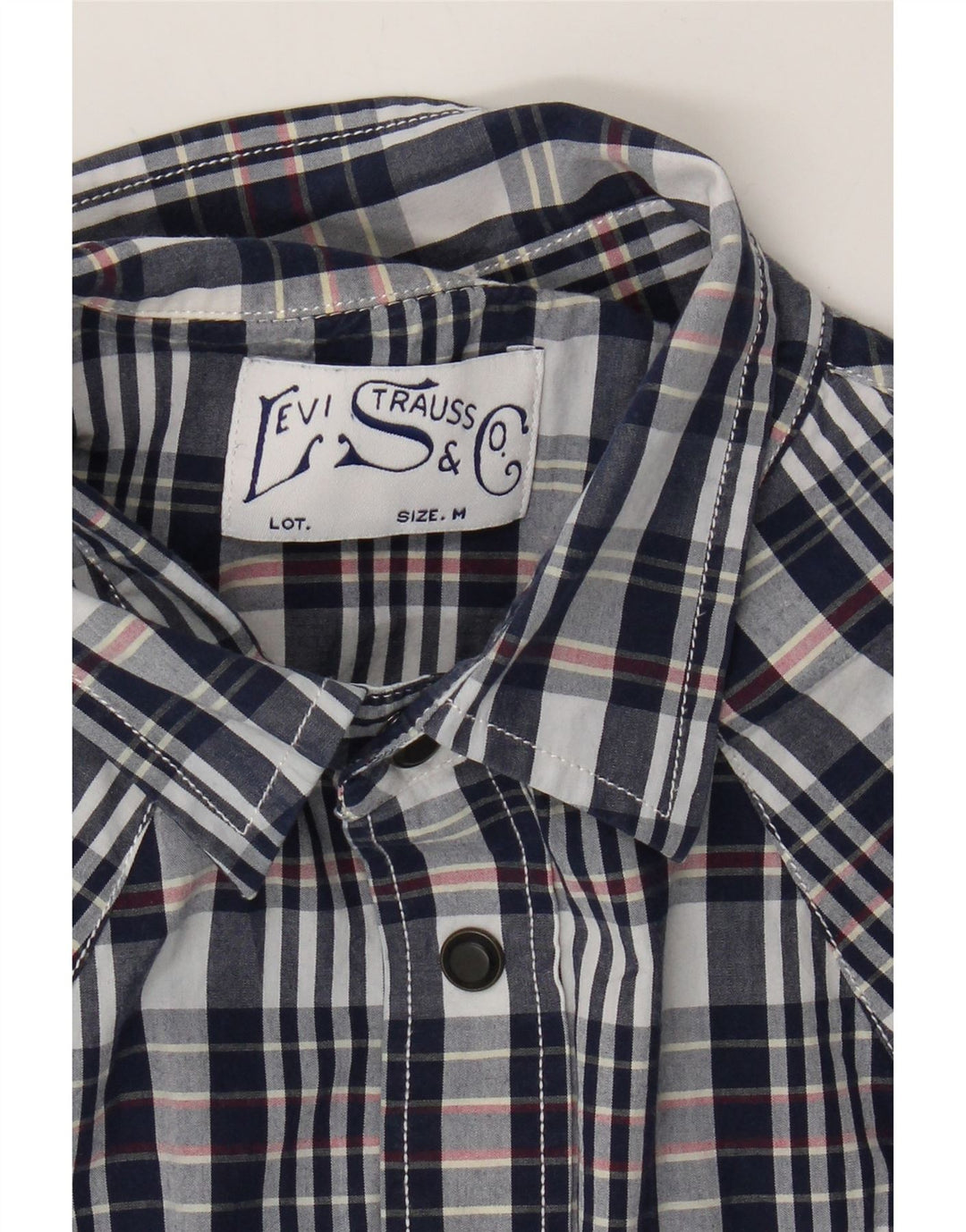 LEVI'S Mens Shirt Medium Navy Blue Check Cotton Vintage Levi's and Second-Hand Levi's from Messina Hembry 