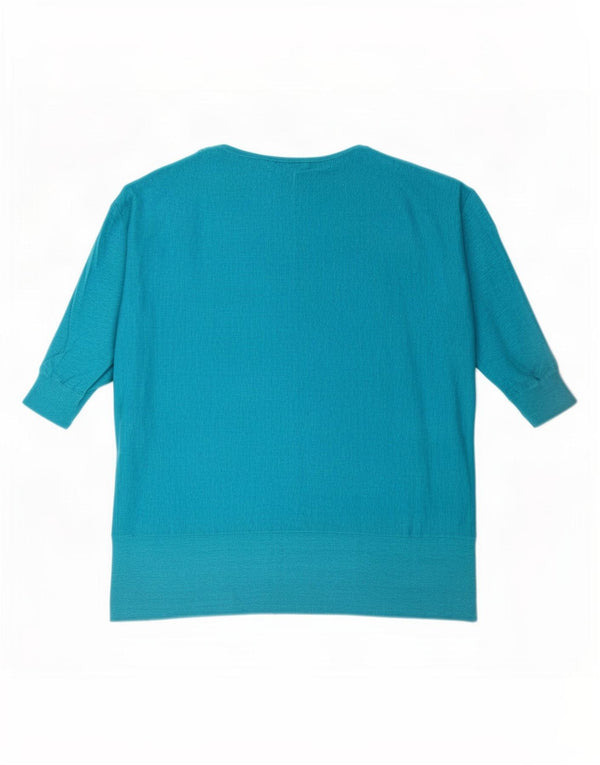 Phase Eight Camicetta oversize da donna a mezza manica 1/2 UK 14 Lino blu medio