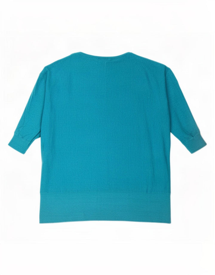 Phase Eight Camicetta oversize da donna a mezza manica 1/2 UK 14 Lino blu medio