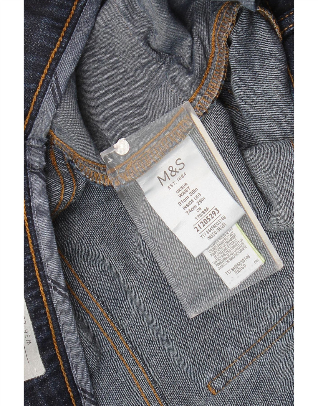 Jeans affusolati da uomo Marks & Spencer W36 L29 cotone blu navy