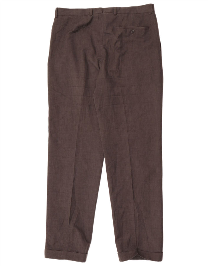 Pantaloni da abito con pegging da uomo Marks & Spencer W34 L33 poliestere grigio