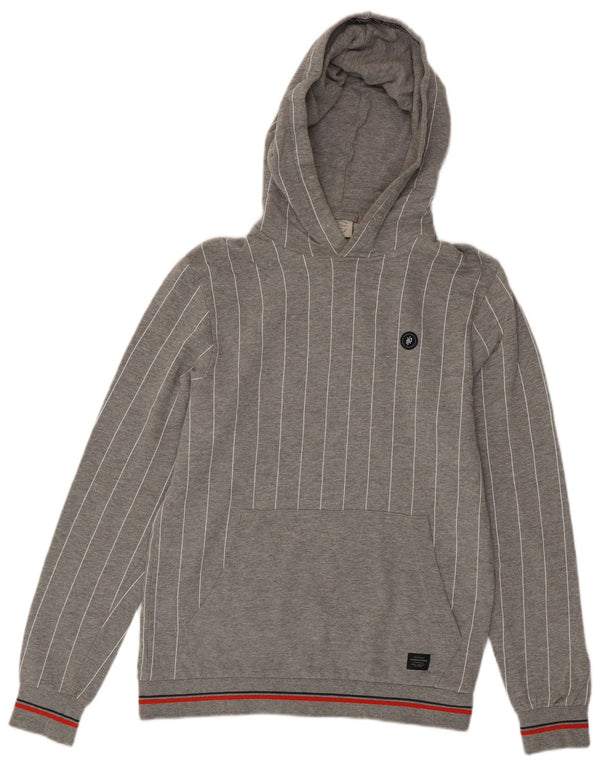 Maglione con cappuccio da uomo Jack & Jones piccolo in cotone a righe grigie