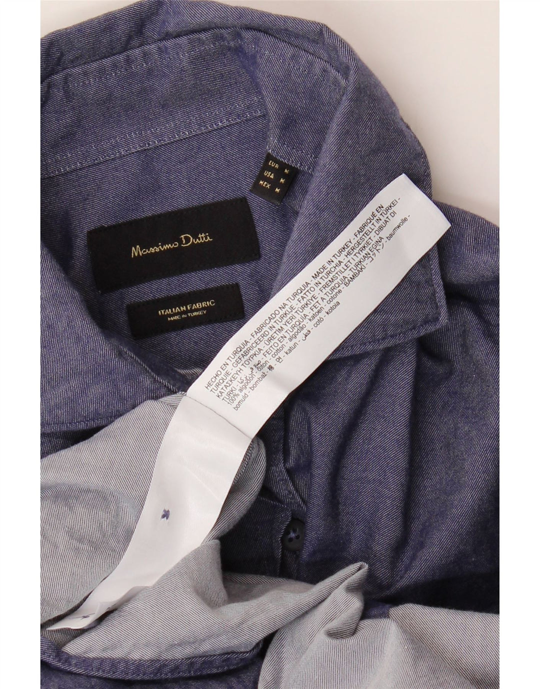 Camicia da uomo Massimo Dutti in cotone blu navy medio