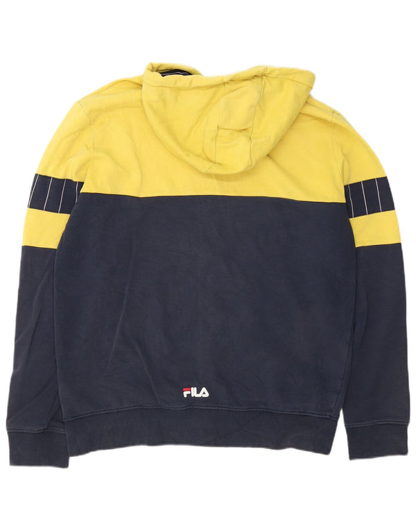 Maglione con cappuccio e zip grafica da uomo Fila grande color block blu navy