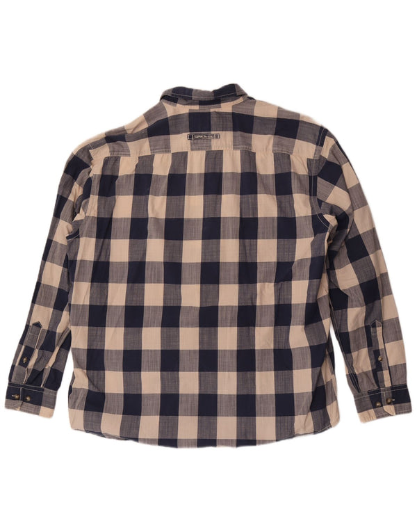Camicia da uomo Regular Fit Camel Active 2XL in cotone a quadretti blu navy