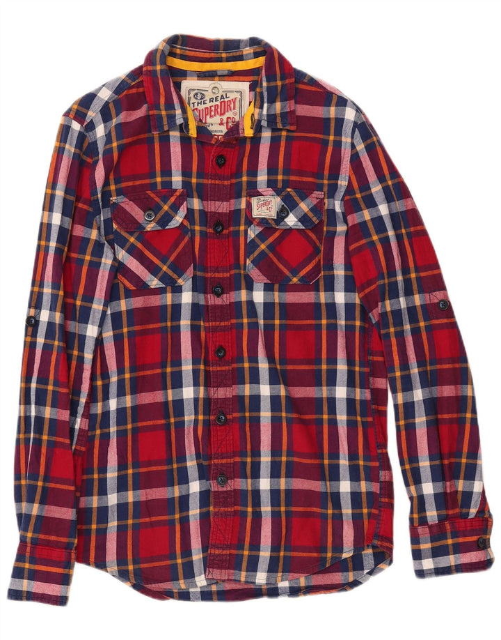 Camicia da uomo in flanella dal taglio classico SUPERDRY, piccolo cotone a quadri rossi